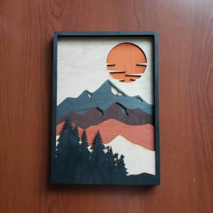 3D Layered Mountains Wall Art Wall Decor Bohemian Wall Art Nature Wall Art Multi Layered Wooden Art Wall Decor Hanging Nature Art