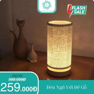 Vintage Vải Đèn Ngủ Với Đế Gỗ