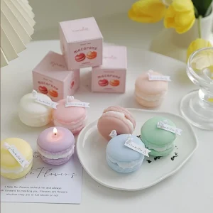 Nến thơm decor phòng ngủ thư giãn và lưu ý khi sử dụng 3 Nến thơm hình bánh Macaron nhiều màu sắc thắp sáng và trang trí Relaxcandle