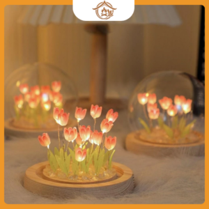 Đèn ngủ hoa Tulip bằng nhựa thủy tinh