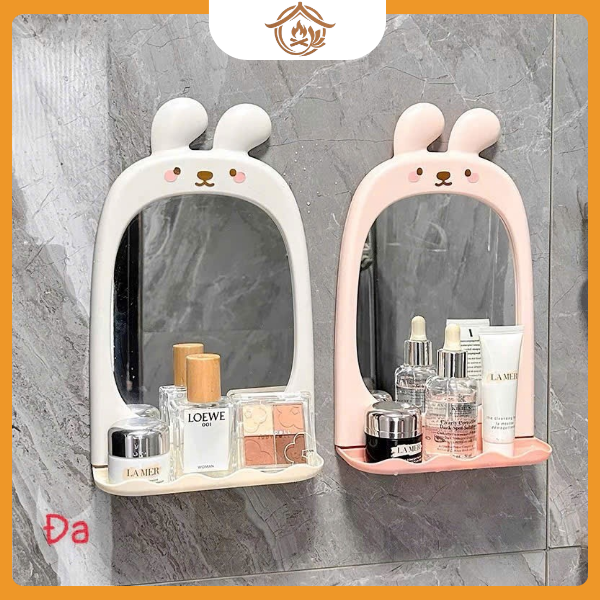 Gương trang điểm dán tường tai thỏ dễ thương