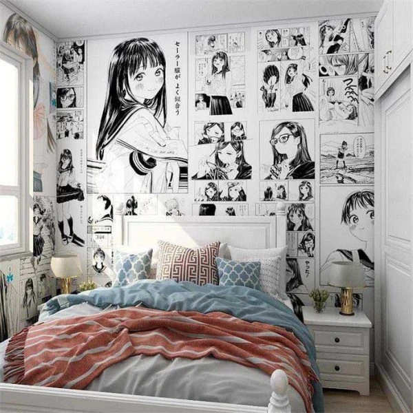 decor phòng bằng truyện tranh dán tường nghệ thuật